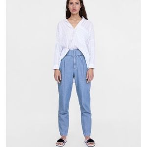 Zara Indigo Pants with Belt, NWT